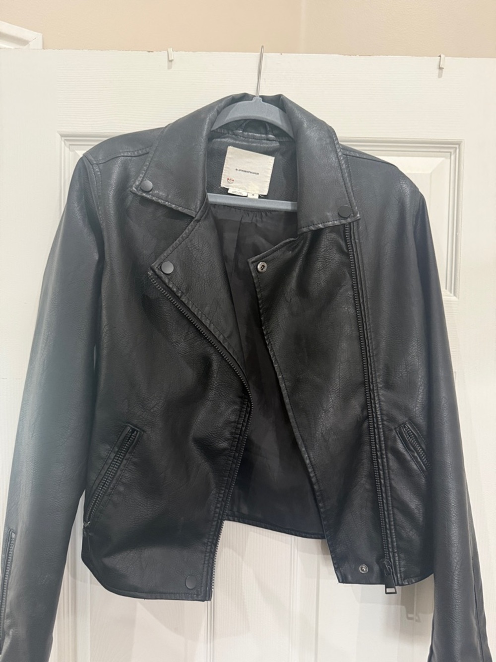 Anthropologie Black Faux Leather Moto Jacket